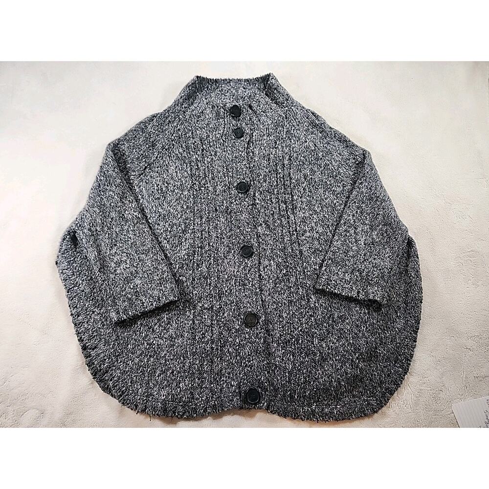 Simply Vera Vera Wanggrey, button-down, high-neck cardigan Size S/M Gray Heather